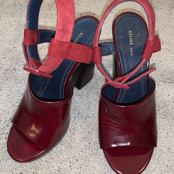 Celine Burgundy Suede and Patent Leather Heels - Picture 10 of 10
